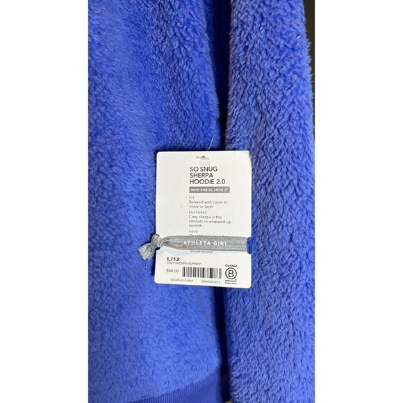 NWT Athleta Girls So Snug Sherpa Hoodie 2.0 Blue Size Large - 12. - Picture 9 of 10
